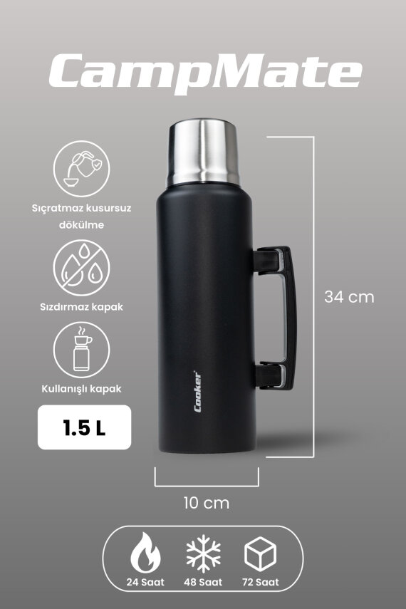 Cooker CampMate 1.5 Litre Paslanmaz Çelik Termos CKR2085 - 8