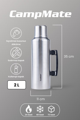 Cooker CampMate 2 Litre Paslanmaz Çelik Termos Gümüş CKR2127 - 2