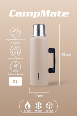 Cooker CampMate 2 Litre Paslanmaz Çelik Termos - 8