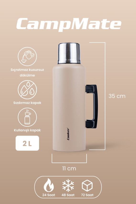 Cooker CampMate 2 Litre Paslanmaz Çelik Termos - 8