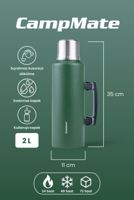 Cooker CampMate 2 Litre Paslanmaz Çelik Termos - 17