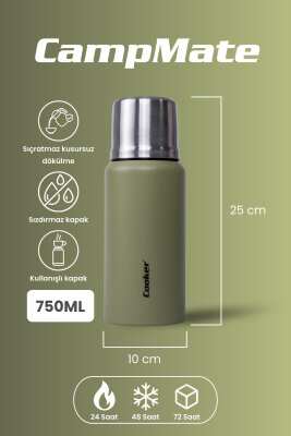 Cooker CampMate 750 ml Paslanmaz Çelik Termos CKR2106 - 12