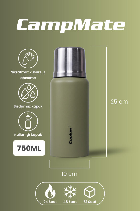 Cooker CampMate 750 ml Paslanmaz Çelik Termos CKR2106 - 12