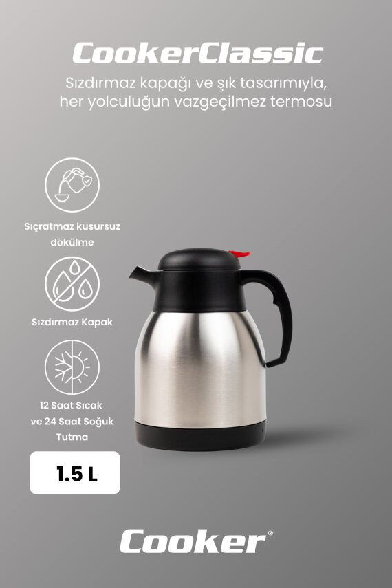 Cooker Classic 1.5 Litre Paslanmaz Çelik Termos CKR2004  - 2