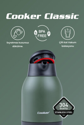 Cooker Classic 2 Litre Paslanmaz Çelik Termos Yeşil CKR2038 - 3
