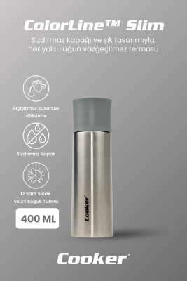 Cooker ColorLine Slim 400 ml Paslanmaz Çelik Termos CKR2056 - 2