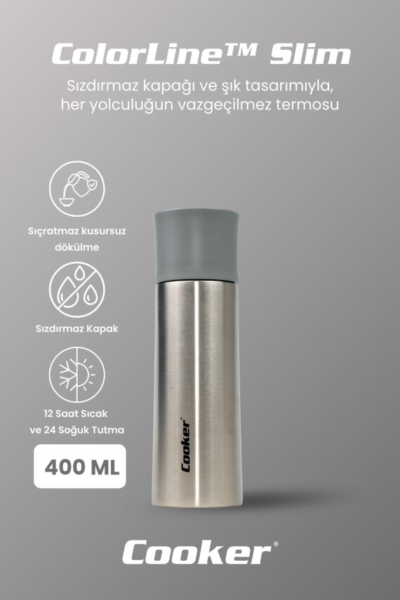 Cooker ColorLine Slim 400 ml Paslanmaz Çelik Termos CKR2056 - 2