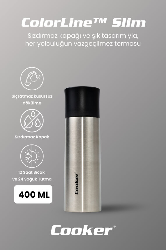 Cooker ColorLine Slim 400 ml Paslanmaz Çelik Termos CKR2056 - 5