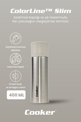 Cooker ColorLine Slim 400 ml Paslanmaz Çelik Termos CKR2056 - 8