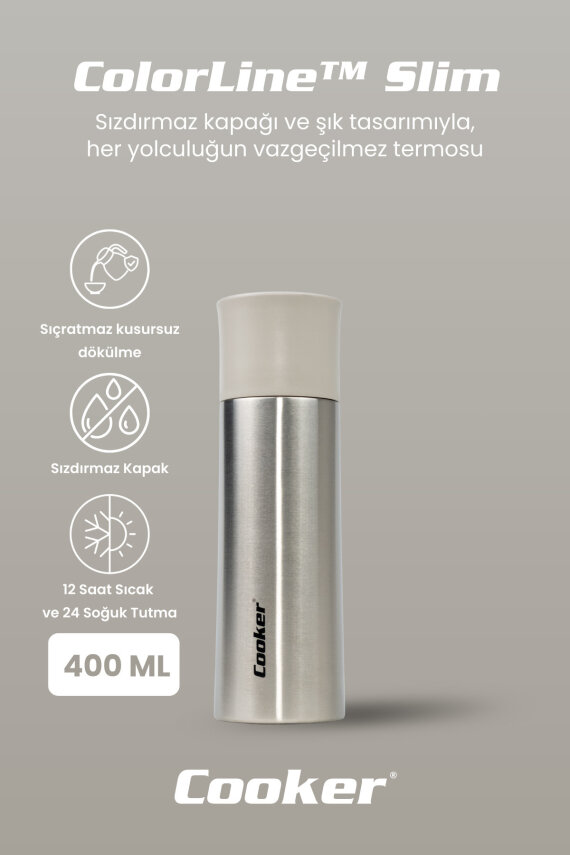 Cooker ColorLine Slim 400 ml Paslanmaz Çelik Termos CKR2056 - 8
