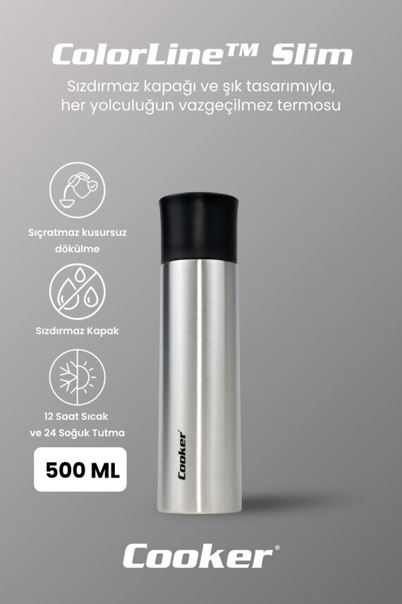 Cooker ColorLine Slim 500 ml Paslanmaz Çelik Termos CKR2057 - 5