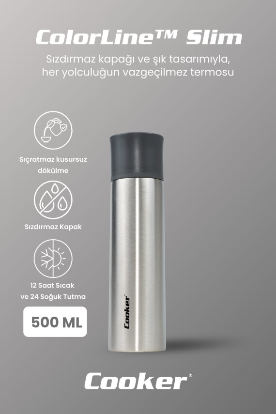 Cooker ColorLine Slim 500 ml Paslanmaz Çelik Termos CKR2057 - 8