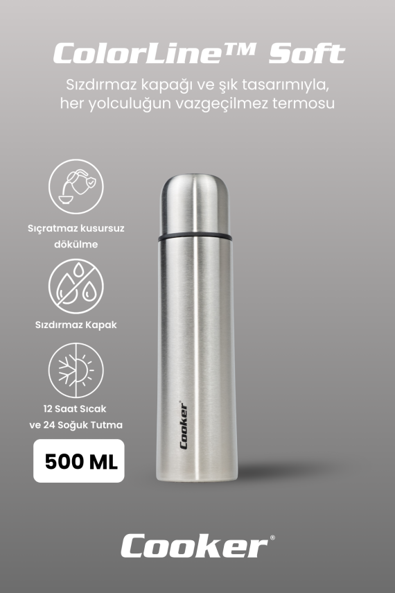Cooker ColorLine Soft 500 ml Paslanmaz Çelik Termos CKR2115 - 2