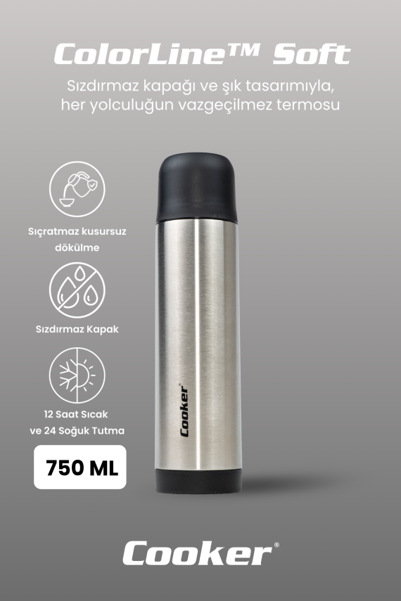 Cooker ColorLine Soft 750 ml Paslanmaz Çelik Termos CKR2002 - 13