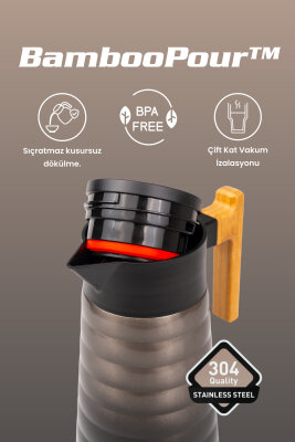 Cooker BambooPour 2 Litre Paslanmaz Çelik Bambu Saplı Termos CKR2097 - 12