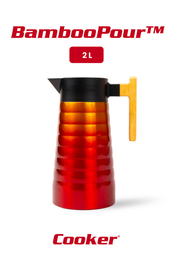 Cooker BambooPour 2 Litre Paslanmaz Çelik Bambu Saplı Termos CKR2097 - 13