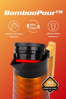 Cooker BambooPour 2 Litre Paslanmaz Çelik Bambu Saplı Termos CKR2097 - 15