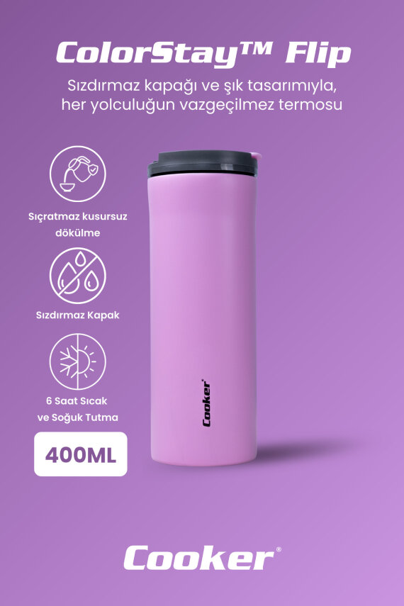 Cooker ColorStay Flip 400 ml Paslanmaz Çelik Bardak Termos CKR2041 - 2