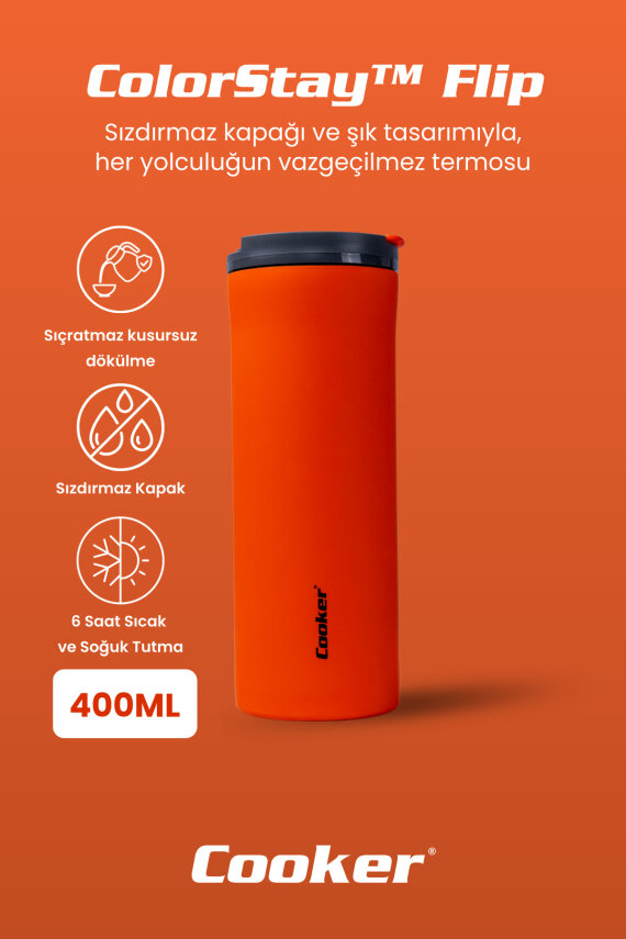 Cooker ColorStay Flip 400 ml Paslanmaz Çelik Bardak Termos CKR2041 - 10