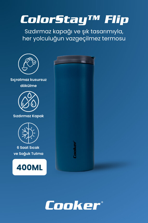Cooker ColorStay Flip 400 ml Paslanmaz Çelik Bardak Termos CKR2041 - 17