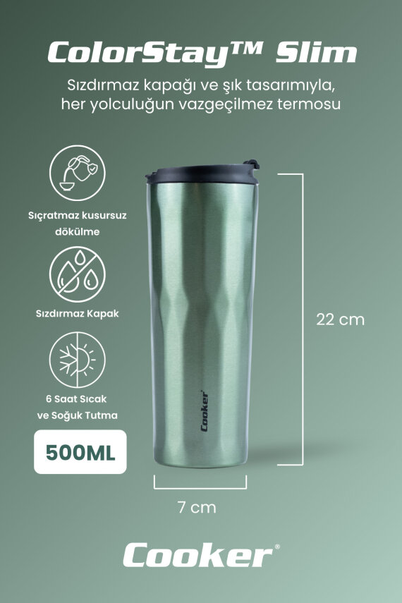 Cooker ColorStay Slim 500 ml Paslanmaz Çelik Bardak Termos CKR2100 - 2