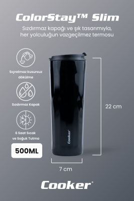 Cooker ColorStay Slim 500 ml Paslanmaz Çelik Bardak Termos CKR2100 - 5