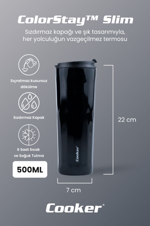 Cooker ColorStay Slim 500 ml Paslanmaz Çelik Bardak Termos CKR2100 - 5