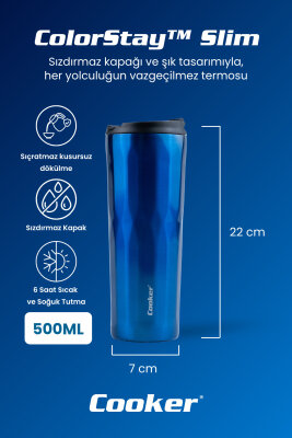 Cooker ColorStay Slim 500 ml Paslanmaz Çelik Bardak Termos CKR2100 - 8