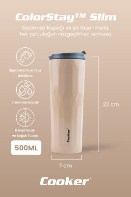 Cooker ColorStay Slim 500 ml Paslanmaz Çelik Bardak Termos CKR2100 - 14