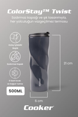 Cooker ColorStay Twist 500 ml Paslanmaz Çelik Bardak Termos CKR2051 - 2