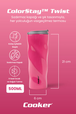 Cooker ColorStay Twist 500 ml Paslanmaz Çelik Bardak Termos CKR2051 - 5