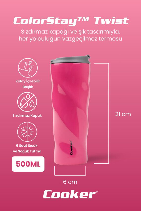 Cooker ColorStay Twist 500 ml Paslanmaz Çelik Bardak Termos CKR2051 - 5
