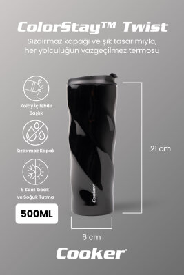 Cooker ColorStay Twist 500 ml Paslanmaz Çelik Bardak Termos CKR2051 - 8