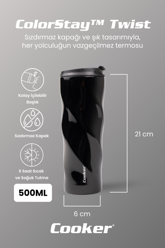 Cooker ColorStay Twist 500 ml Paslanmaz Çelik Bardak Termos CKR2051 - 8