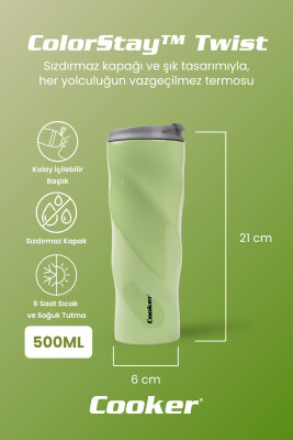 Cooker ColorStay Twist 500 ml Paslanmaz Çelik Bardak Termos CKR2051 - 11