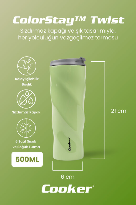 Cooker ColorStay Twist 500 ml Paslanmaz Çelik Bardak Termos CKR2051 - 11