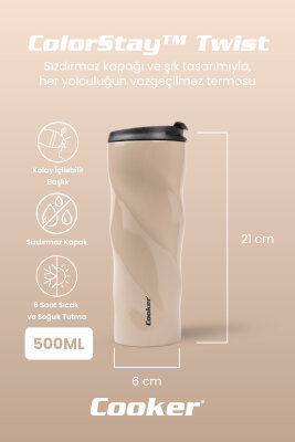 Cooker ColorStay Twist 500 ml Paslanmaz Çelik Bardak Termos CKR2051 - 14