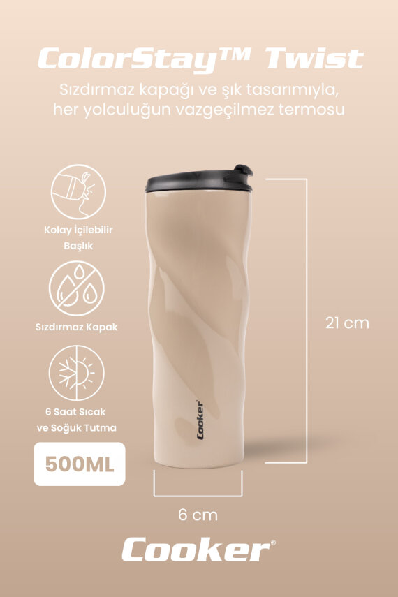 Cooker ColorStay Twist 500 ml Paslanmaz Çelik Bardak Termos CKR2051 - 14