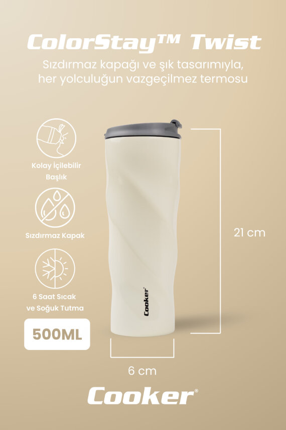 Cooker ColorStay Twist 500 ml Paslanmaz Çelik Bardak Termos CKR2051 - 17