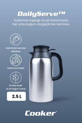 Cooker DailyServe 2.5 Litre Paslanmaz Çelik Termos CKR2123 - 2