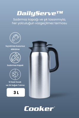 Cooker DailyServe 3 Litre Paslanmaz Çelik Termos CKR2125 - 2