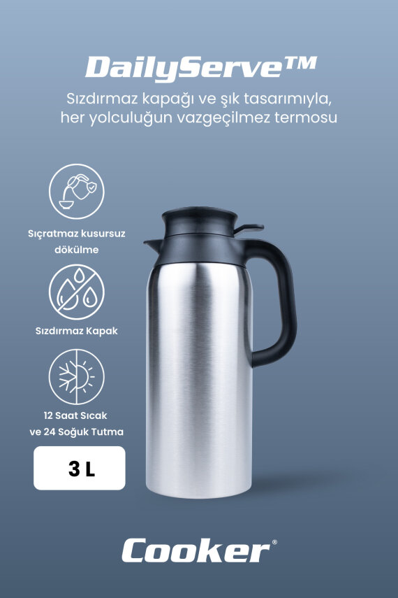 Cooker DailyServe 3 Litre Paslanmaz Çelik Termos CKR2125 - 2