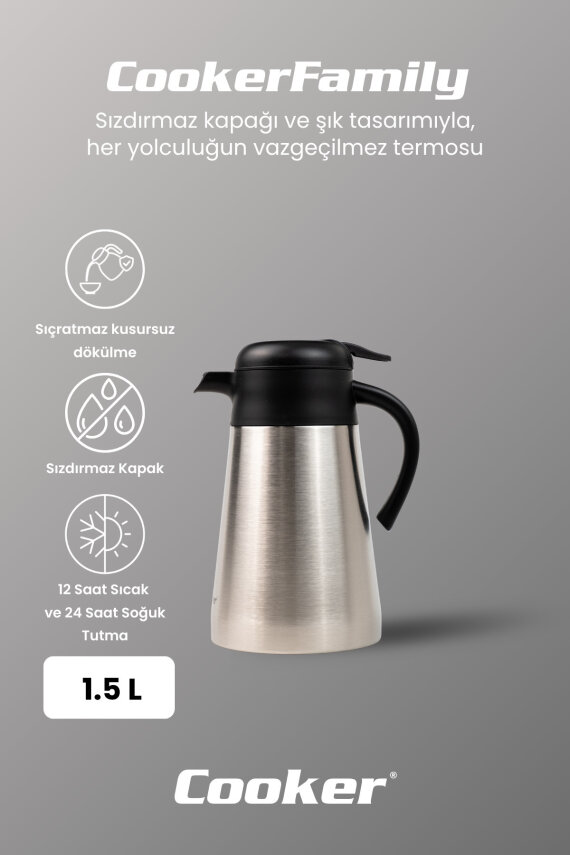 Cooker Family 1.5 Litre Paslanmaz Çelik Termos CKR2111 - 2