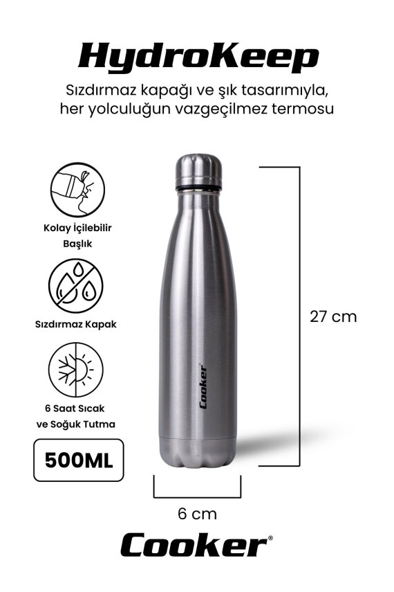 Cooker HydroKeep 500 ml Paslanmaz Çelik Şişe Termos CKR2053 - 2