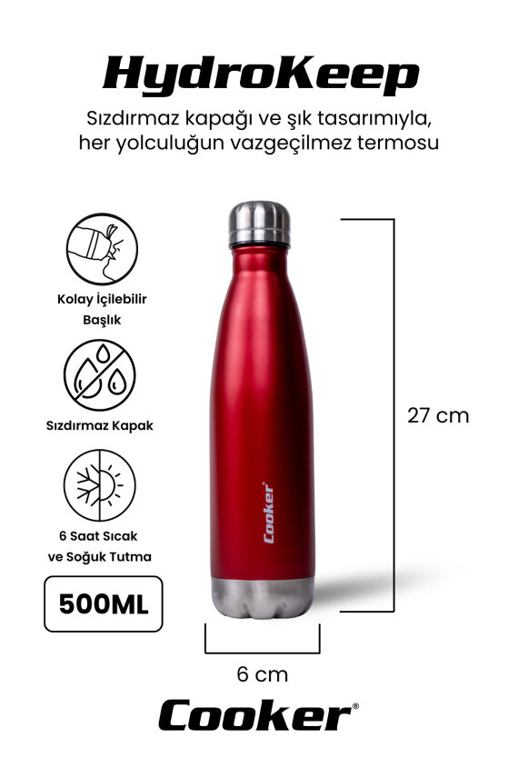 Cooker HydroKeep 500 ml Paslanmaz Çelik Şişe Termos CKR2071 - 22