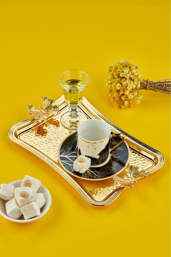 Cooker Kelebekli Metal Dikdörtgen Gold Sunum Tepsisi 27x18 cm CKR3173 - 4