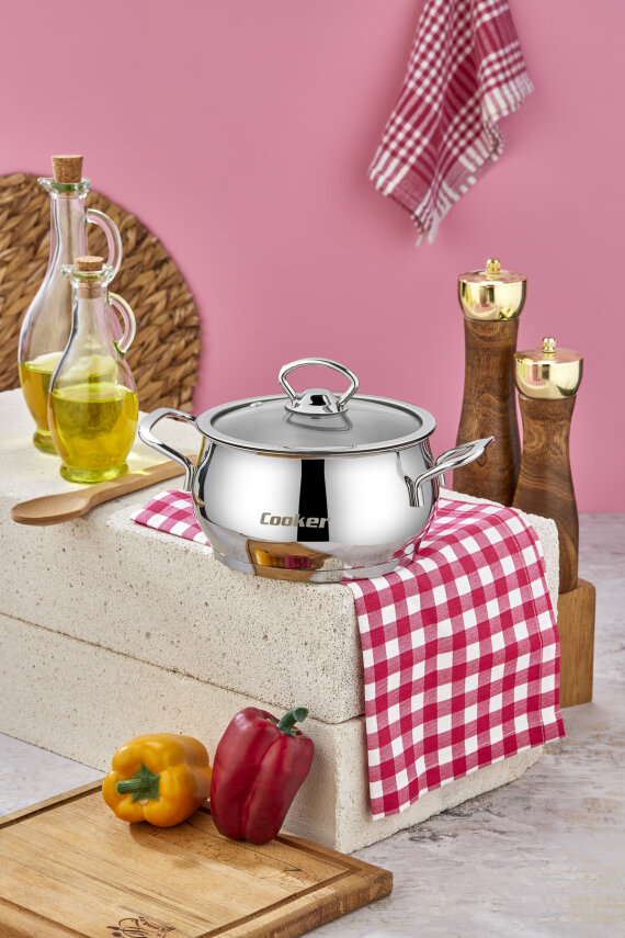 Cooker Lara 16 cm İndüksiyon Uyumlu Paslanmaz Çelik Derin Tencere CKR1619 - 1