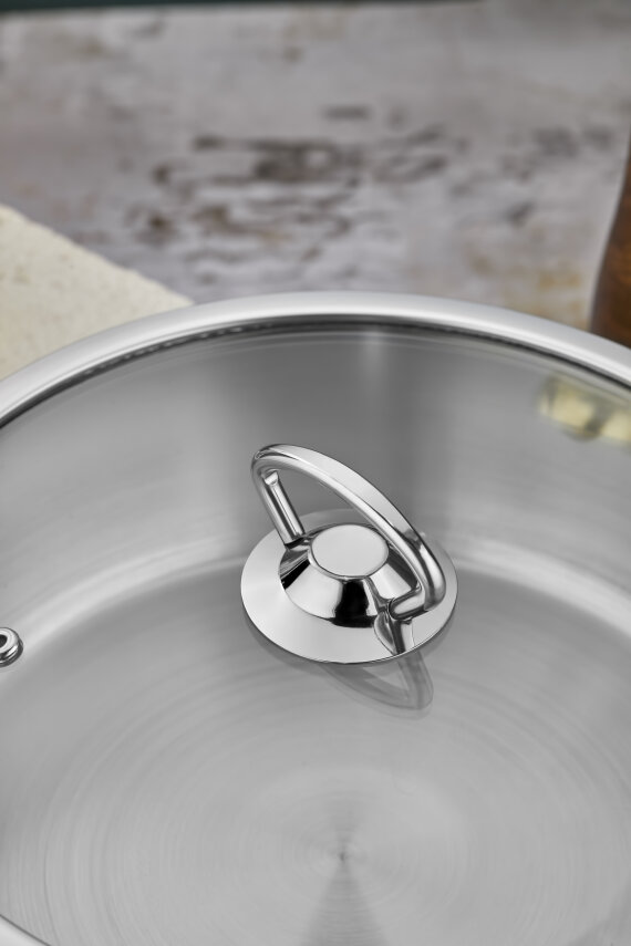 Cooker Lara 24 cm İndüksiyon Uyumlu Paslanmaz Çelik Basık Tencere CKR460 - 2