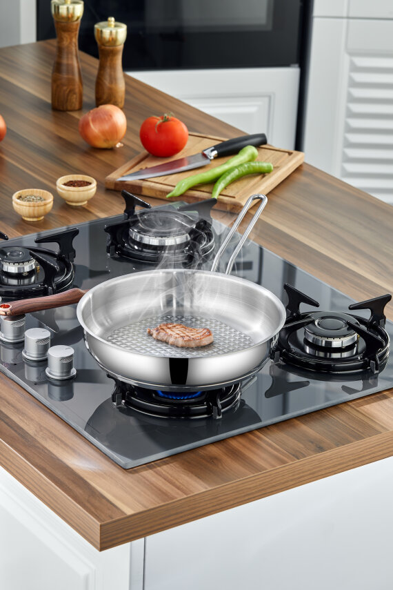Cooker Lara 24 Cm Paslanmaz Çelik İndüksiyon Uyumlu Tava CKR3937 - 1