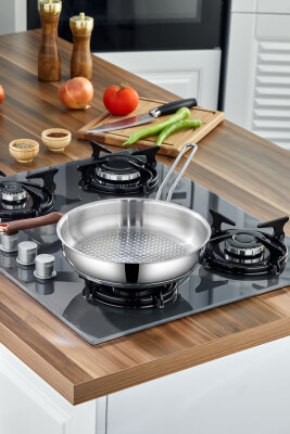 Cooker Lara 24 Cm Paslanmaz Çelik İndüksiyon Uyumlu Tava CKR3937 - 2